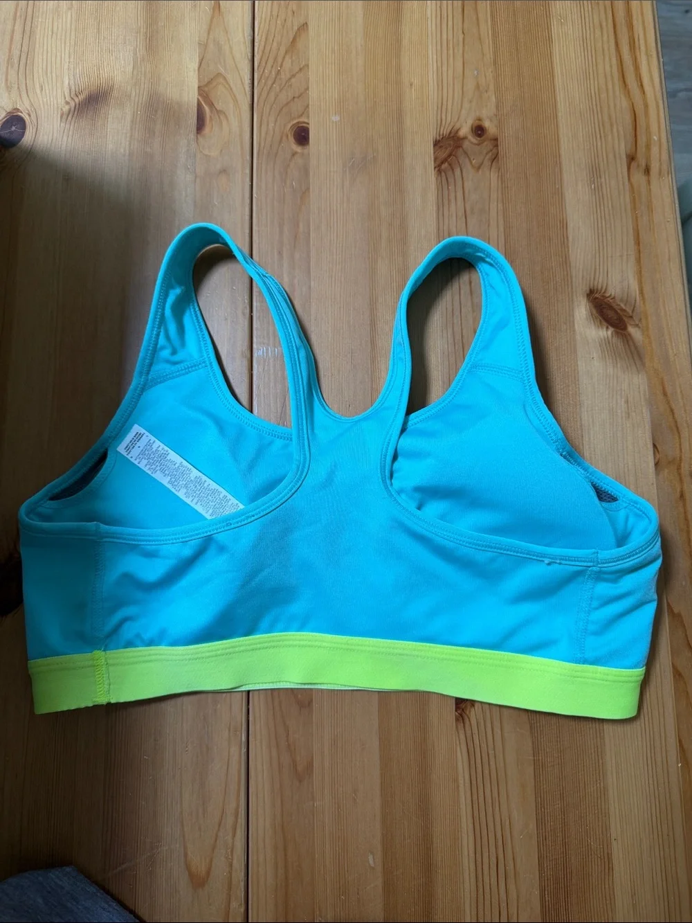 Nike Turquoise Sports Bra with Neon Yellow Band